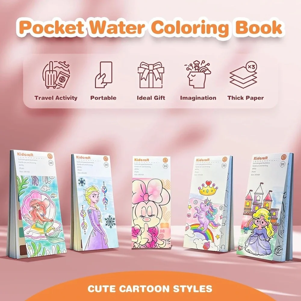 NEW! Kidcraft‎ Minnie Mouse Water Paint Book for Kids Activity Set of 2